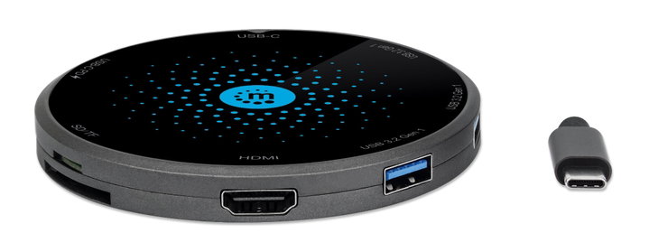 Docking Station USB-C 8-in-1 con Pad di Ricarica Wireless - Manhattan IADAP USB32-DOCKMH