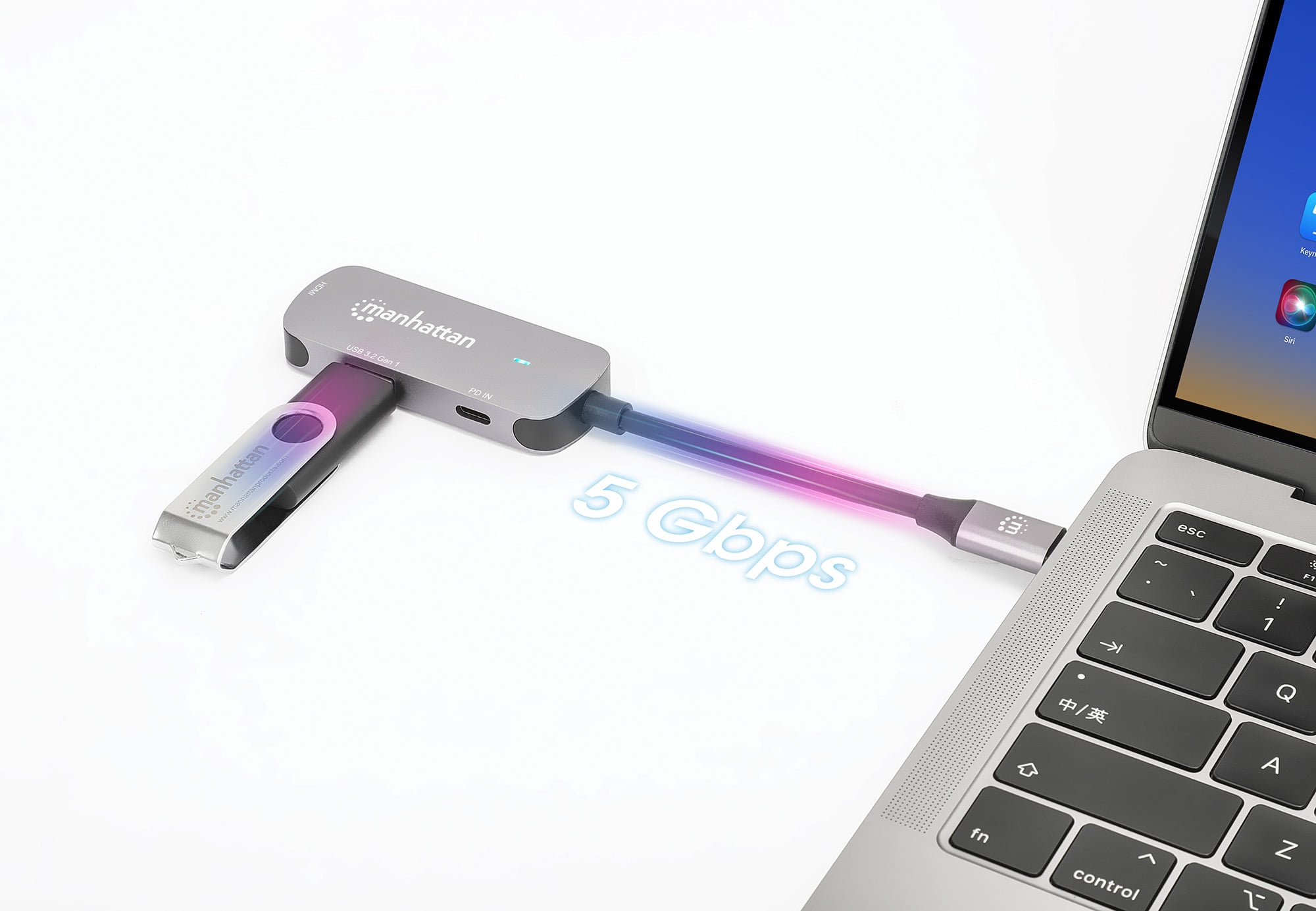 Convertitore USB-C™ a HDMI 3-in-1 con Power Delivery - Manhattan IADAP USB32-HDMIPD