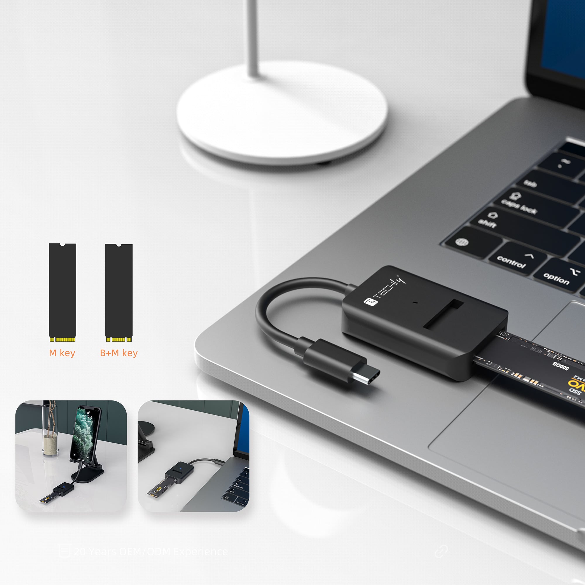 Adattatore SSD da USB-C™ a NVMe/SATA M.2 - Techly IADAP USB32-SATASSD