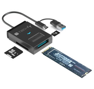 Adattatore USB-A/USB-C a NVMe/SATA M.2 con Lettore SD/TF - Techly IADAP USB32-SSDTF