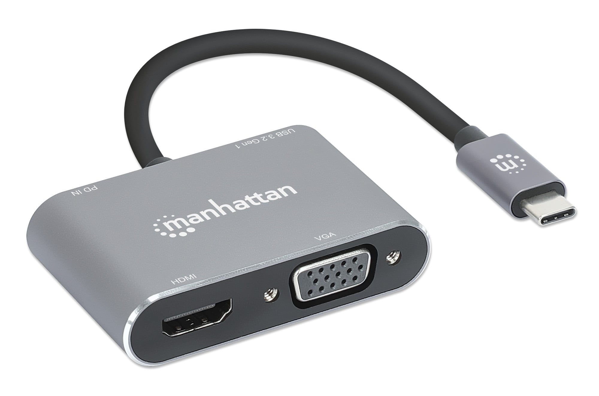 Convertitore USB-C™ a HDMI e VGA 4-in-1 con Power Delivery - Manhattan IADAP USB32-VGAPD