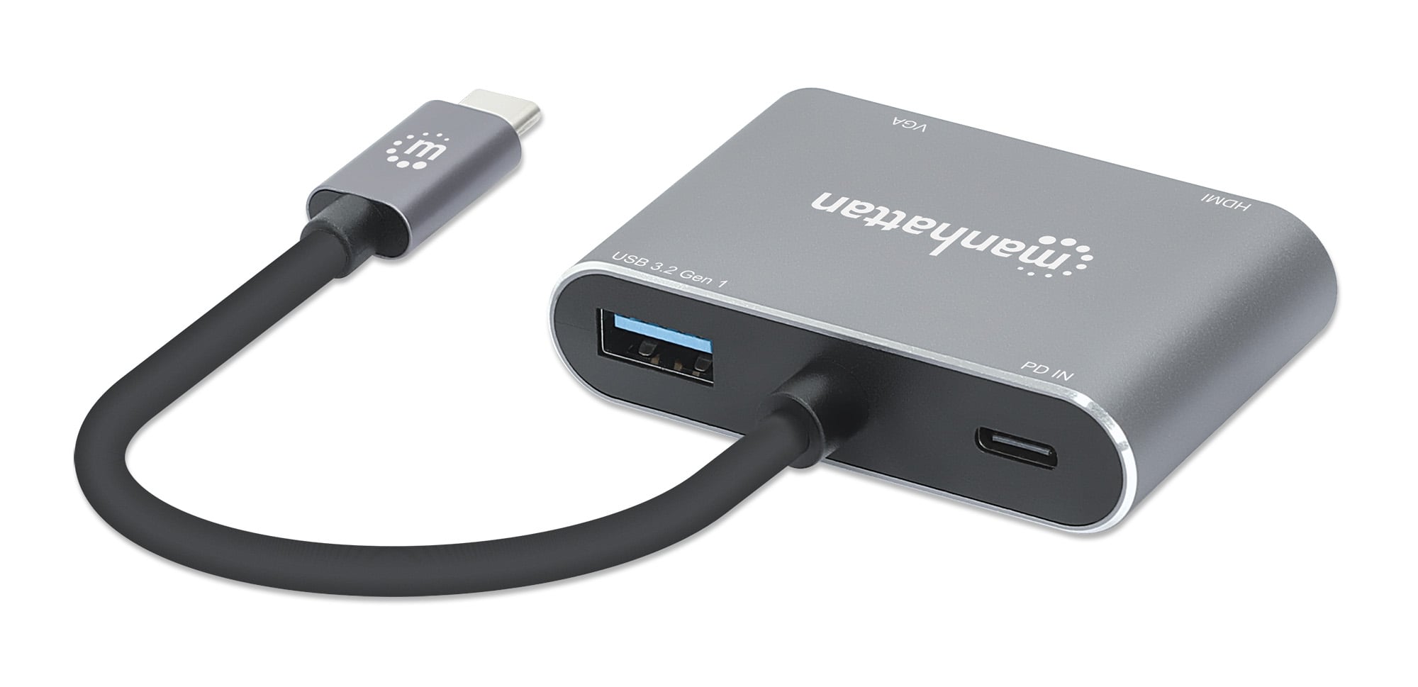 Convertitore USB-C™ a HDMI e VGA 4-in-1 con Power Delivery - Manhattan IADAP USB32-VGAPD