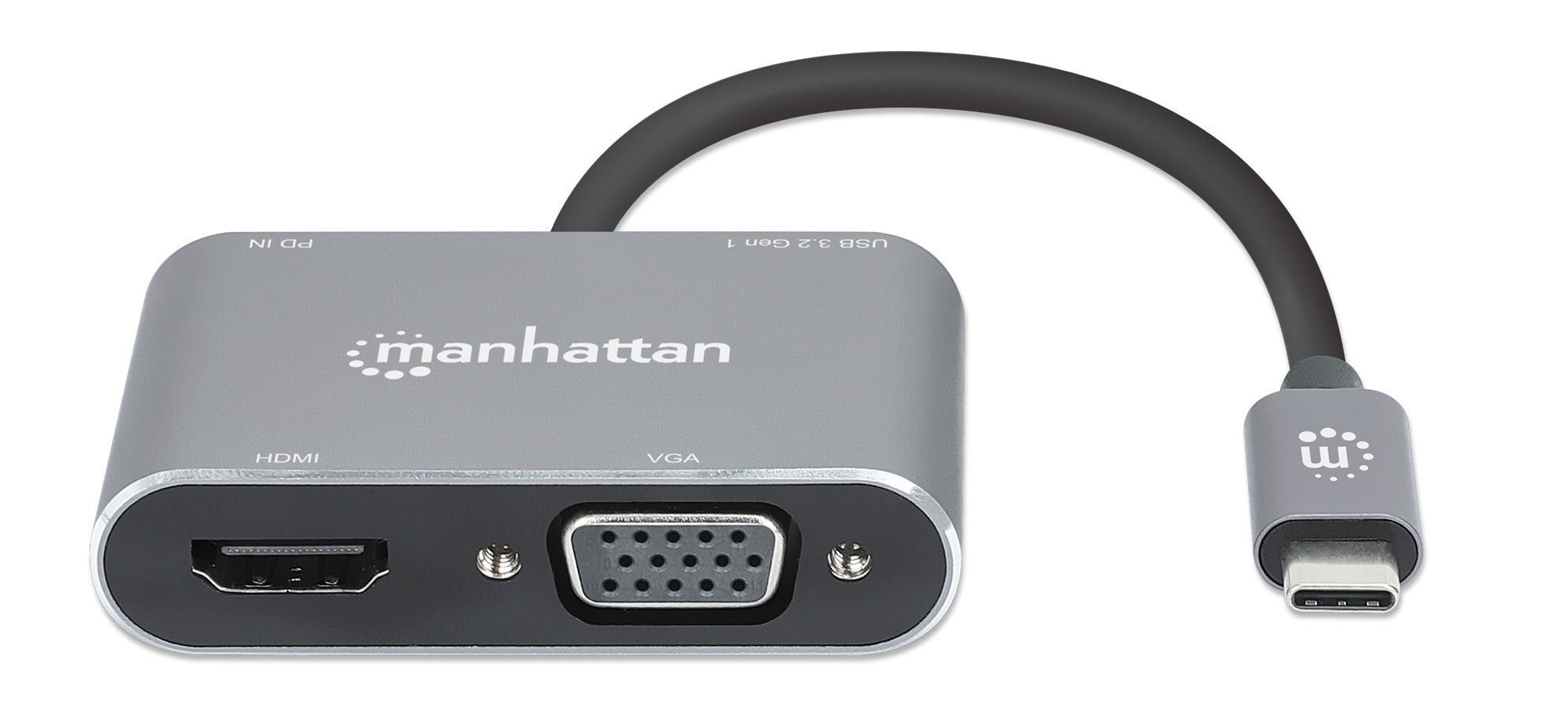 Convertitore USB-C™ a HDMI e VGA 4-in-1 con Power Delivery - Manhattan IADAP USB32-VGAPD