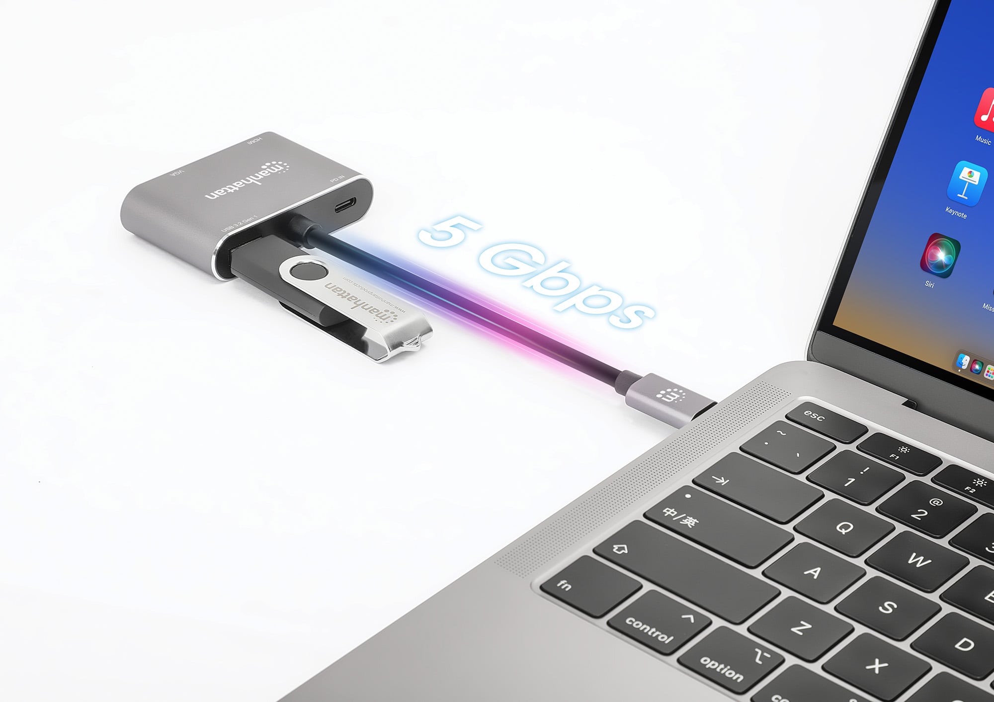 Convertitore USB-C™ a HDMI e VGA 4-in-1 con Power Delivery - Manhattan IADAP USB32-VGAPD