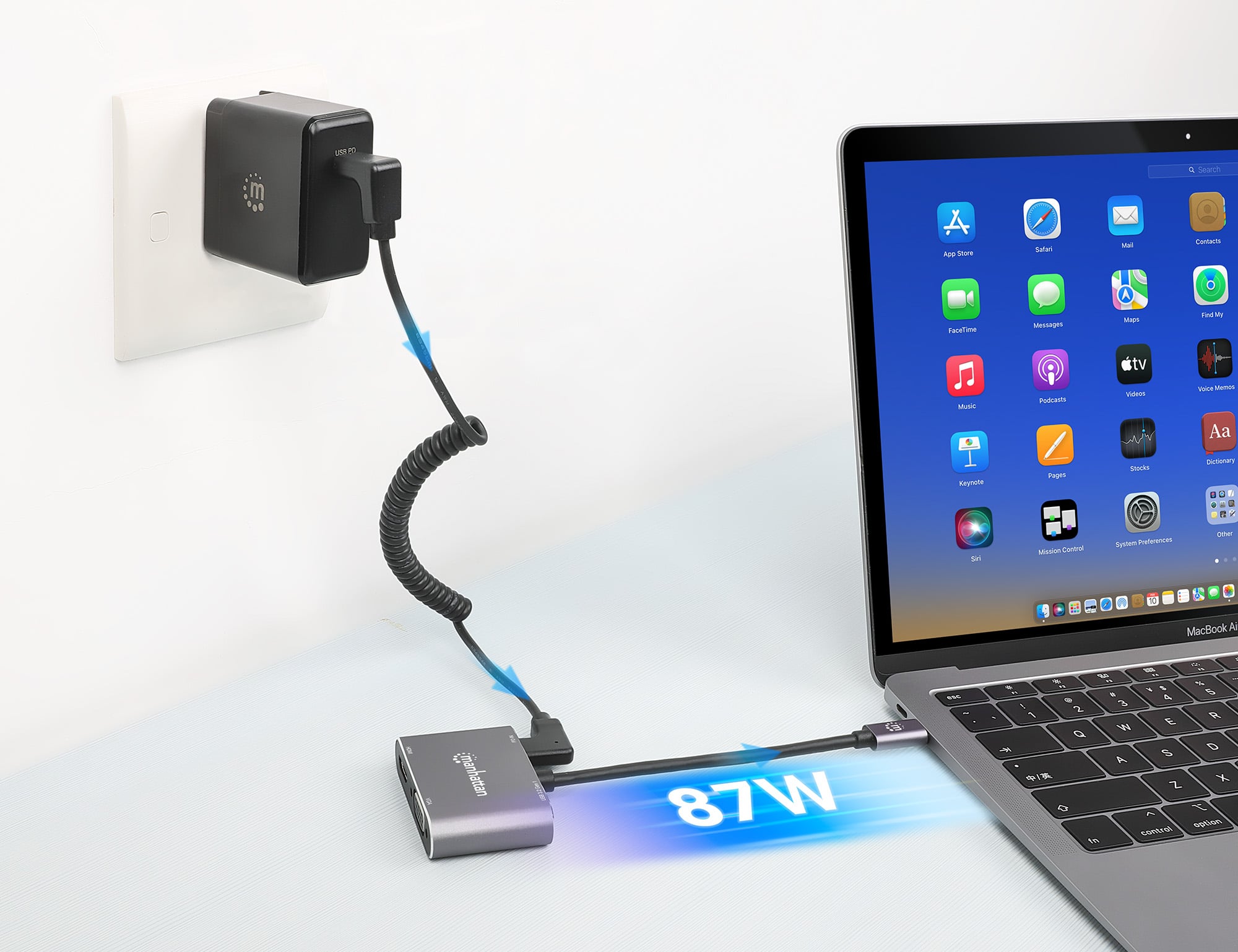 Convertitore USB-C™ a HDMI e VGA 4-in-1 con Power Delivery - Manhattan IADAP USB32-VGAPD