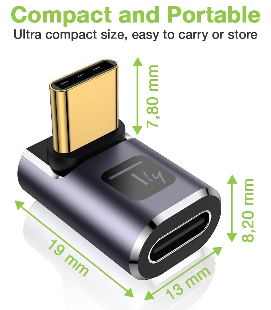 Adattatore USB-C™ Maschio/Femmina Angolato 90° 40Gbps 4K e 8K - Techly IADAP USB4C-40G
