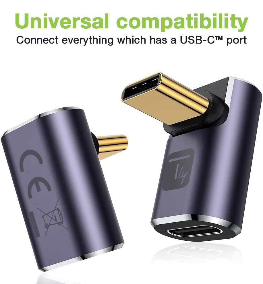 Adattatore USB-C™ Maschio/Femmina Angolato 90° 40Gbps 4K e 8K - Techly IADAP USB4C-40G