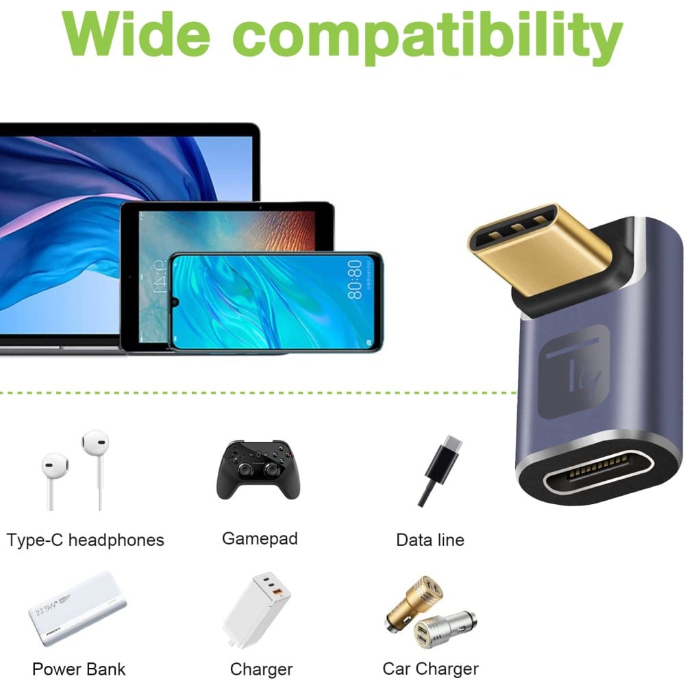 Adattatore USB-C™ Maschio/Femmina Angolato 90° 40Gbps 4K e 8K - Techly IADAP USB4C-40G