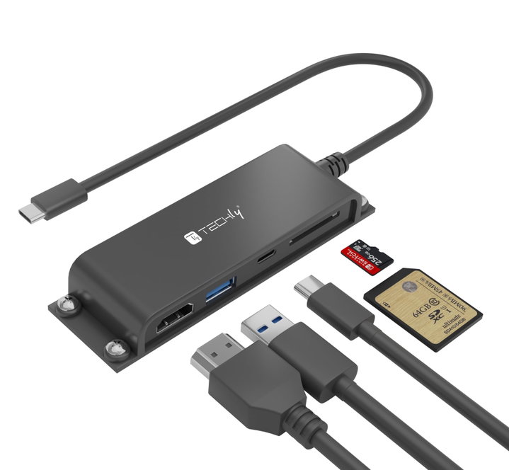 Docking Station 5-in-1 USB-C™ Hub HDMI with Micro SD/SD Card Reader - Techly IADAP USBC-935