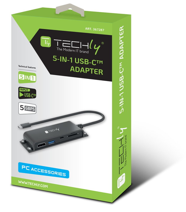 Docking Station 5-in-1 USB-C™ Hub HDMI with Micro SD/SD Card Reader - Techly IADAP USBC-935