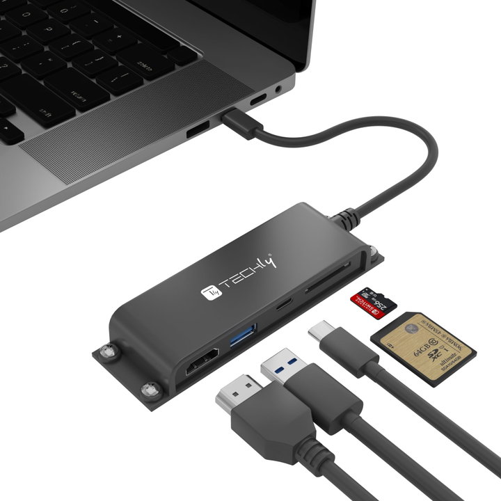 Docking Station 5-in-1 USB-C™ Hub HDMI with Micro SD/SD Card Reader - Techly IADAP USBC-935