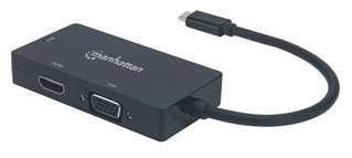 Convertitore Audio Video USB-C 3-in-1 Multiporta HDMI DVI VGA - Manhattan IADAP USBC-AV4K