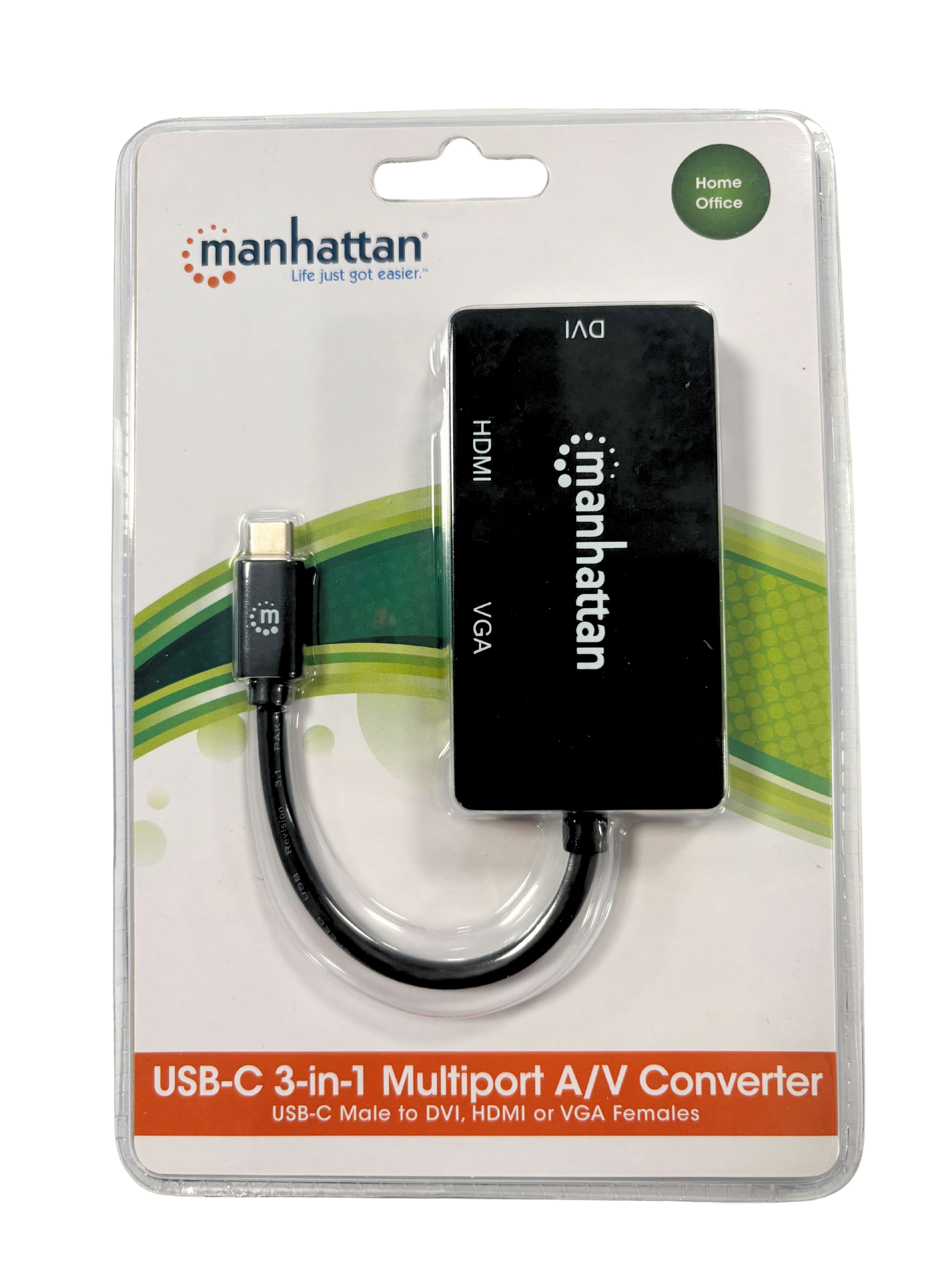 Convertitore Audio Video USB-C™ 3-in-1 Multiporta HDMI DVI VGA - Manhattan IADAP USBC-AV4K