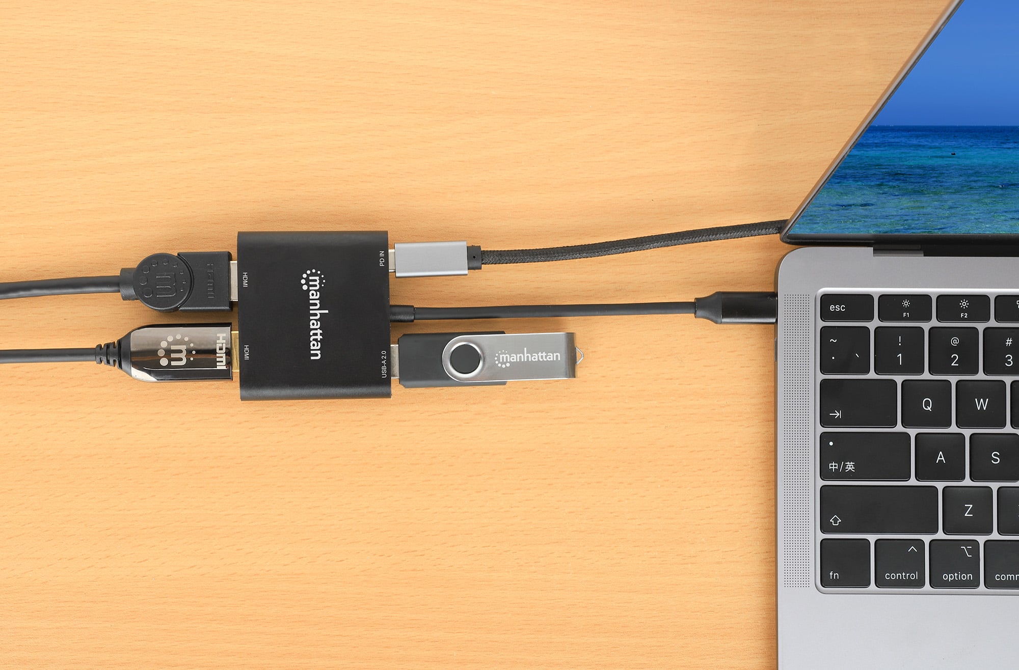 Adattatore USB-C™ PD a Doppio Monitor HDMI per Laptop e Tablet - Manhattan IADAP USBC-HDMI24KMH