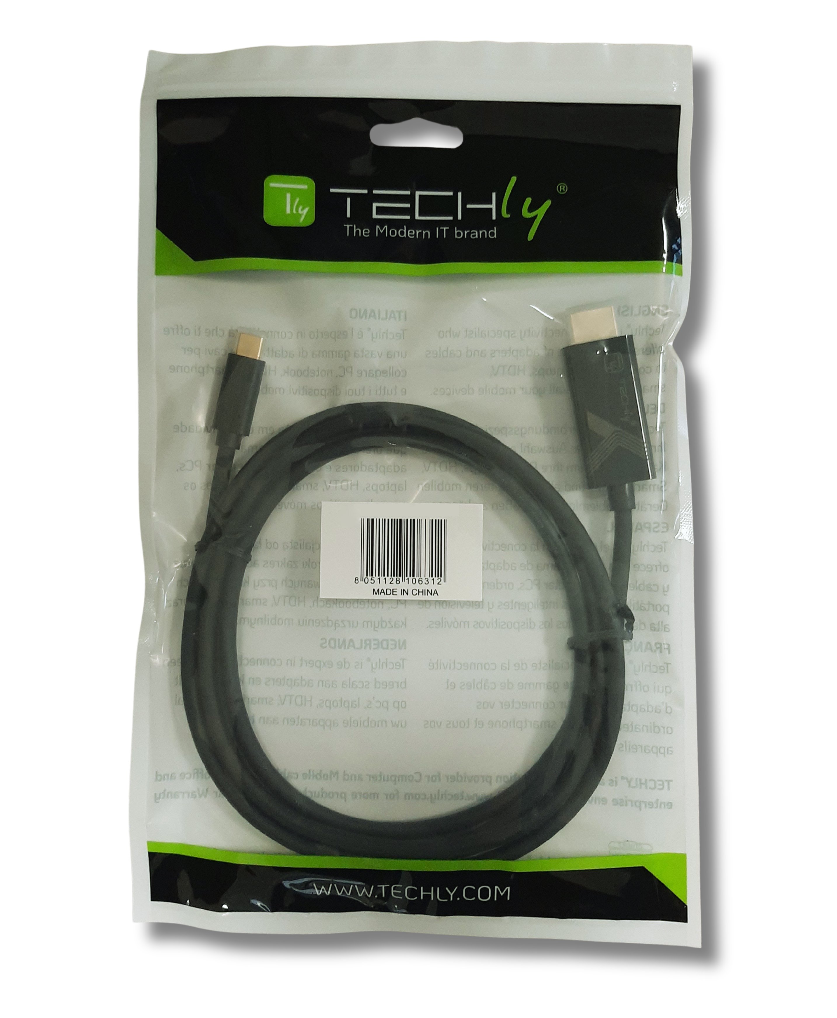 Cavo Adattatore USB-C™ Maschio a HDMI 2.0 4K Maschio 2m Nero - Techly IADAP USBC-HDMI2TY