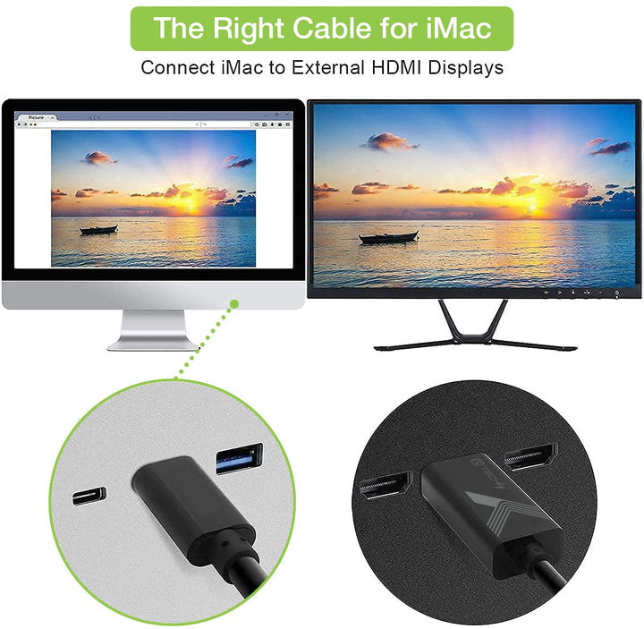 USB-C to HDMI adapter cable 2.0 4K 2m black - Techly IADAP USBC-HDMI2TY