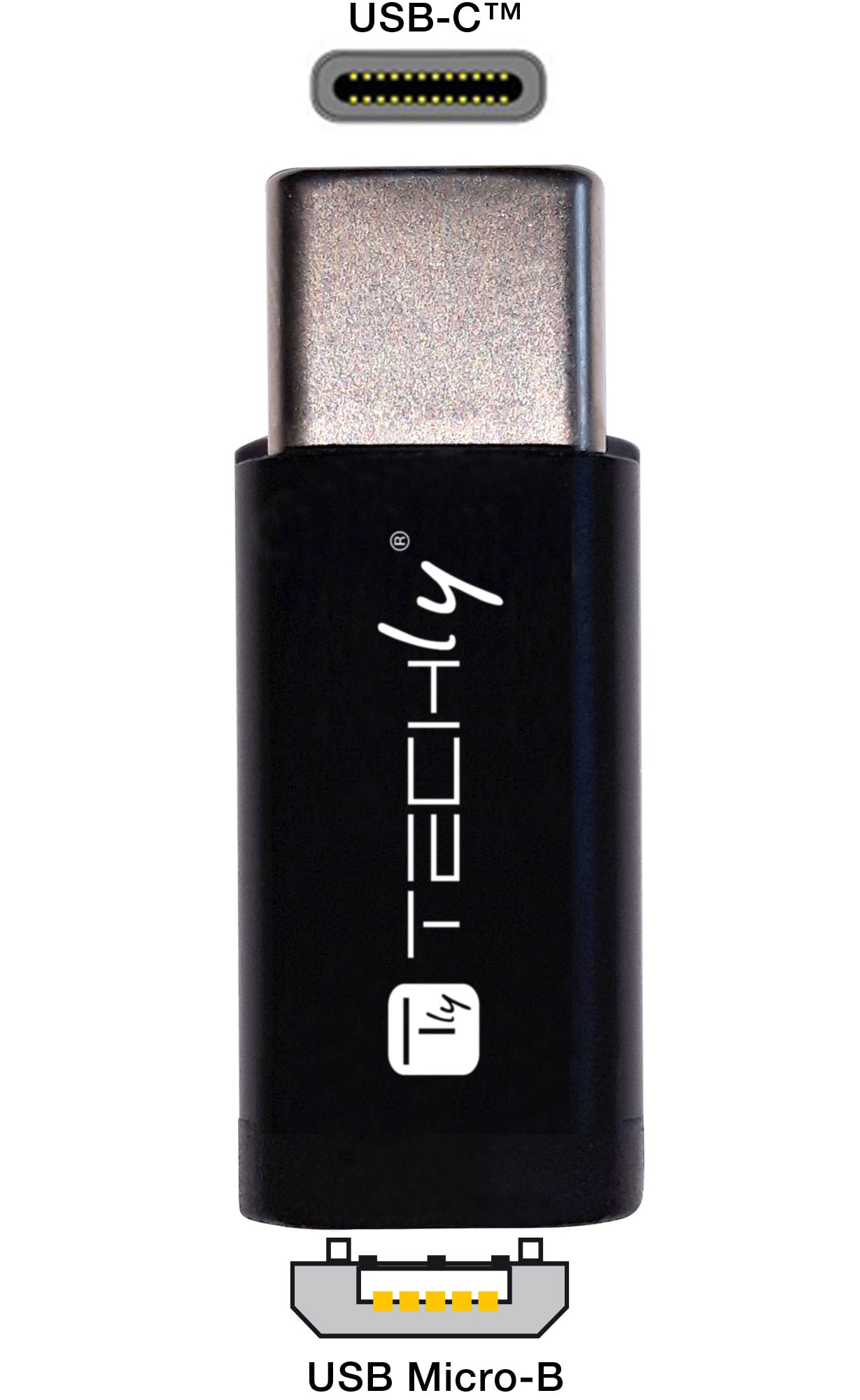 Mini Convertitore Adattatore USB-C™ Maschio a Micro USB Femmina - Techly IADAP USBC-MBKT