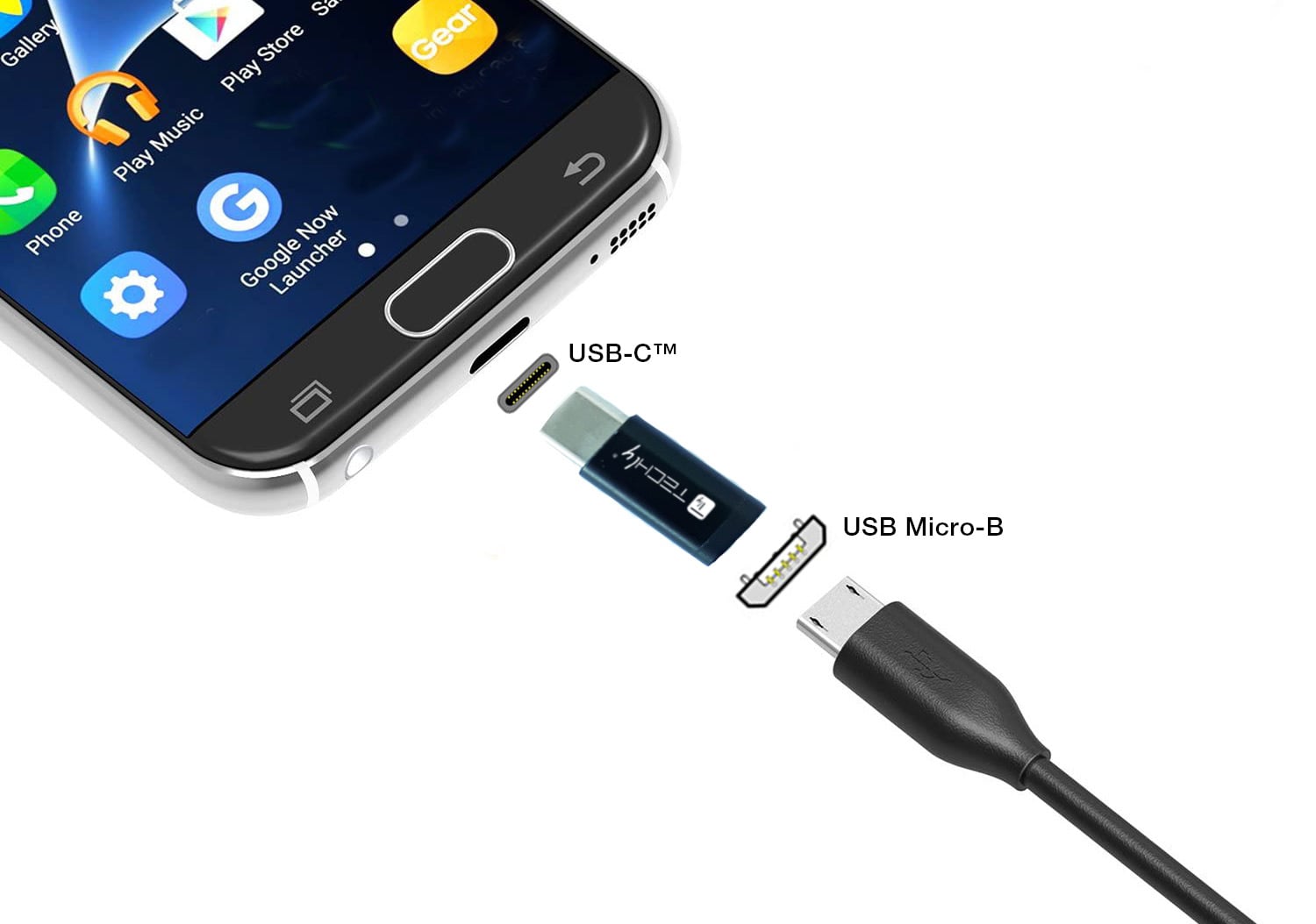 Mini Convertitore Adattatore USB-C™ Maschio a Micro USB Femmina - Techly IADAP USBC-MBKT