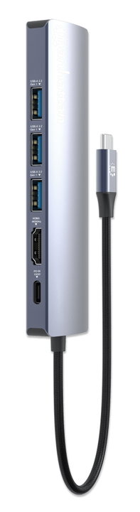 USB-C Docking Station 6-in-1 Multiport Hub 4K HDMI PD 100W - Manhattan IADAP USBC-MULTIAL3
