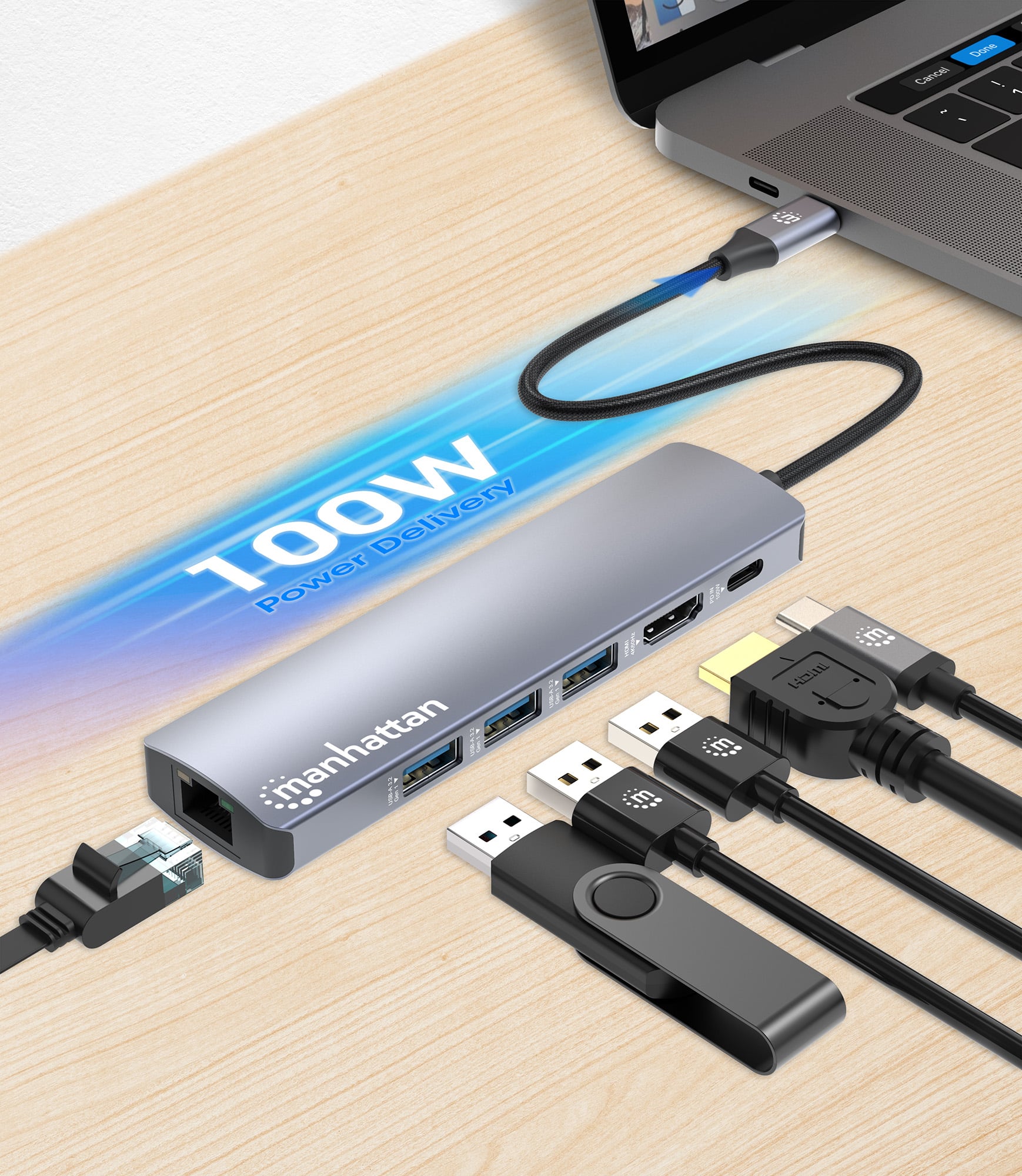 Docking Station USB-C 6 -in- 1 4 K Hub Multiport - Manhattan IADAP USBC-MULTIAL 3