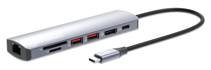 Docking Station USB-C 7-in-1 Hub Multiporta 4K HDMI PD 100W - Manhattan IADAP USBC-MULTIAL4