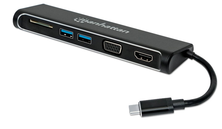 Convertitore USB-C a HDMI/VGA Docking Station 4-in-1 - Manhattan IADAP USBC-MULTISD