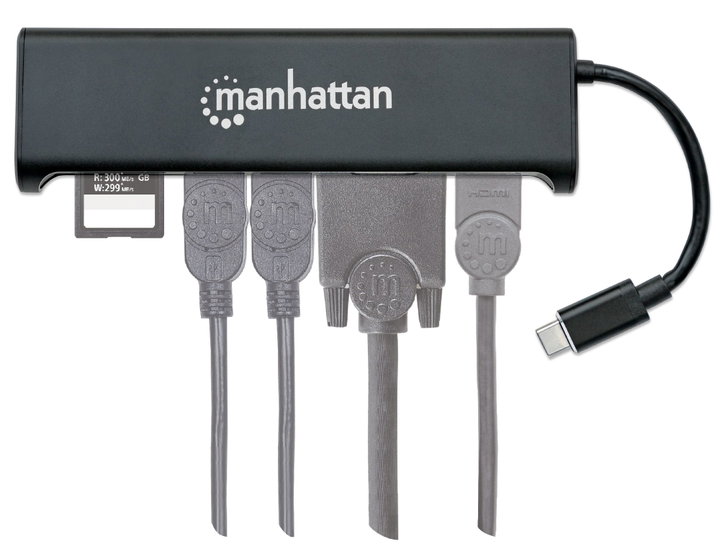 Convertitore USB-C a HDMI/VGA Docking Station 4-in-1 - Manhattan IADAP USBC-MULTISD