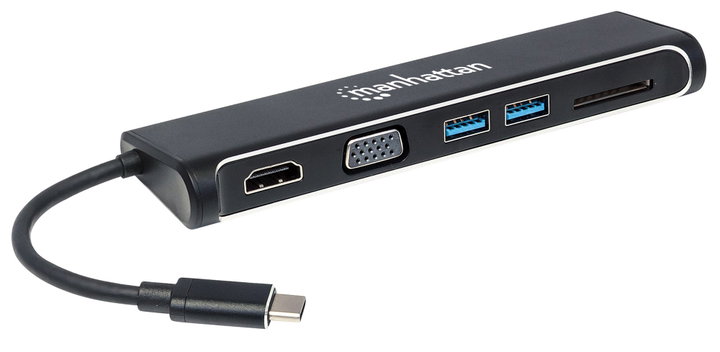 Convertitore USB-C a HDMI/VGA Docking Station 4-in-1 - Manhattan IADAP USBC-MULTISD