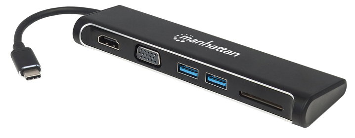 Convertitore USB-C a HDMI/VGA Docking Station 4-in-1 - Manhattan IADAP USBC-MULTISD