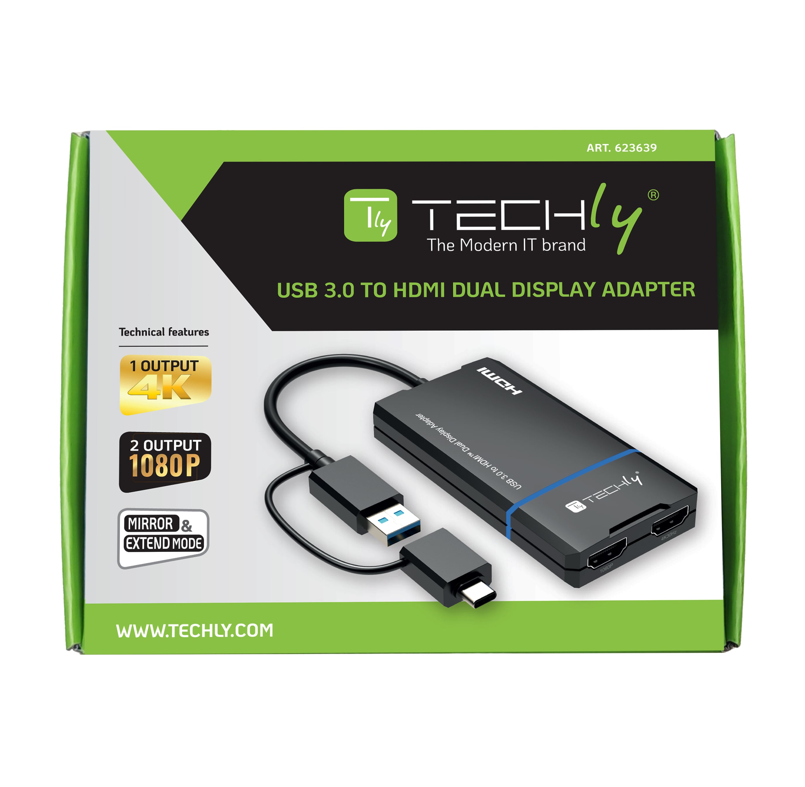 Adattatore USB-C™ e USB-A a Doppio Monitor HDMI - Techly IADAP USBCA-2HDMI