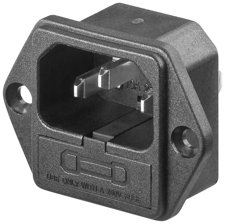 VDE Panel Mount Connector with Male Screws with Fuse Holder - Goobay IADAP VDE-PAN-M