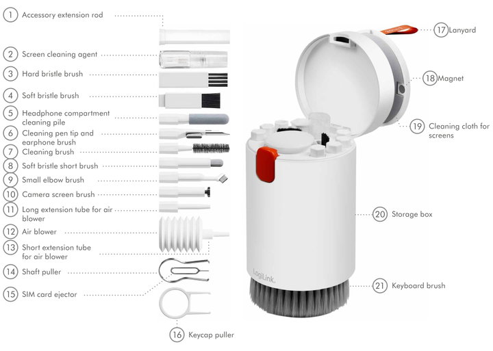 Kit di Pulizia Multifunzionale 20 in 1 - Logilink IAS-CL-MULTI25