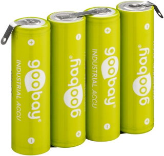 Batterie ricaricabili NiMH 4xAA HR6 2100 mAh 4.8V a saldare - Goobay IBT-HR6-4AAFG