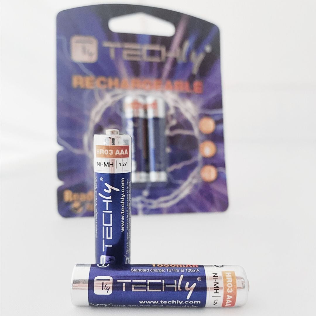Blister 2 Batterie Ricaricabili Mini Stilo HR03 AAA 1000 mAh - Techly IBT-K1000-B2T