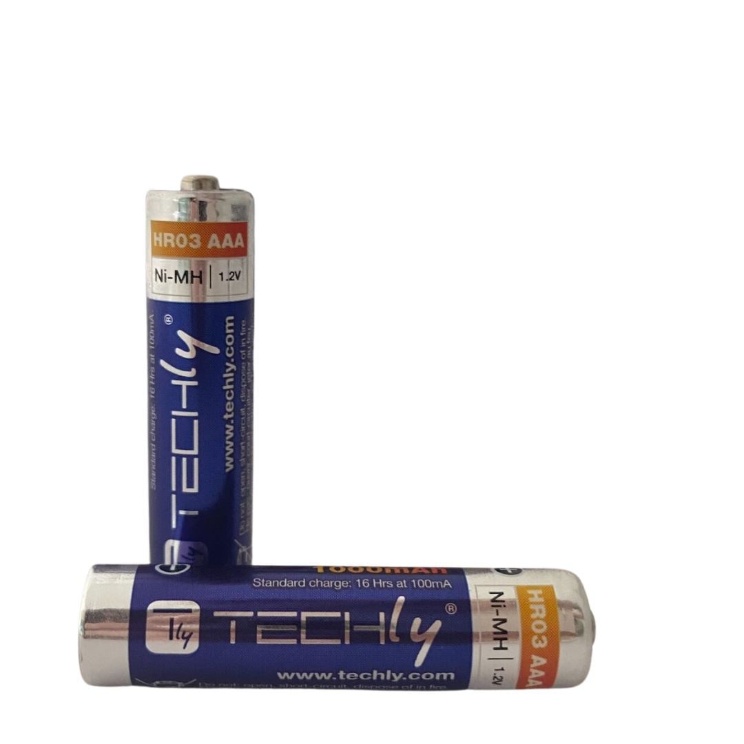 Blister 2 Batterie Ricaricabili Mini Stilo HR03 AAA 1000 mAh - Techly IBT-K1000-B2T