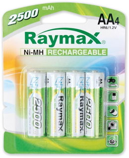 Blister 4 Rechargeable Stilo AA Batteries 2500 mAh - Raymax Batteries IBT-K2500-B4