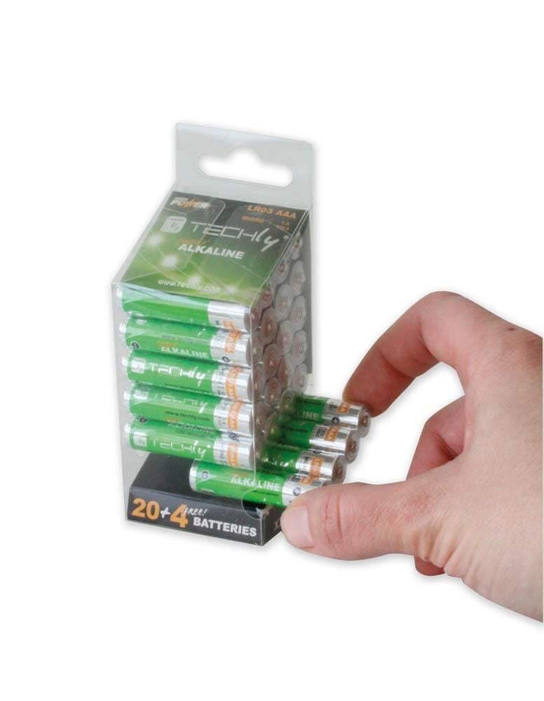 Multipack 24 Batterie High Power Mini Stilo AAA Alcaline LR03 1,5V - Techly IBT-KAL-LR03-B24T
