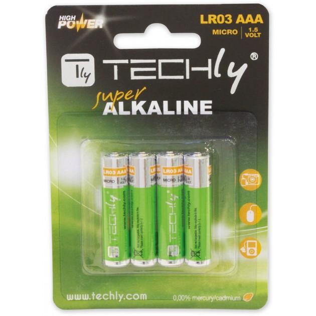 Blister 4 Batterie High Power Mini Stilo AAA Alcaline LR03 1.5V - Techly IBT-KAL-LR03T