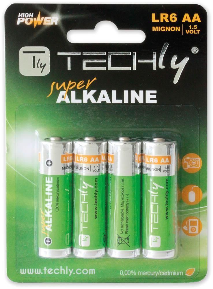 Blister 4 Batterie High Power Stilo AA Alcaline LR06 1,5V - Techly IBT-KAL-LR06T
