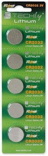 Lithium button battery CR2032 3V (set of 5 pcs) - Techly IBT-KCR2032
