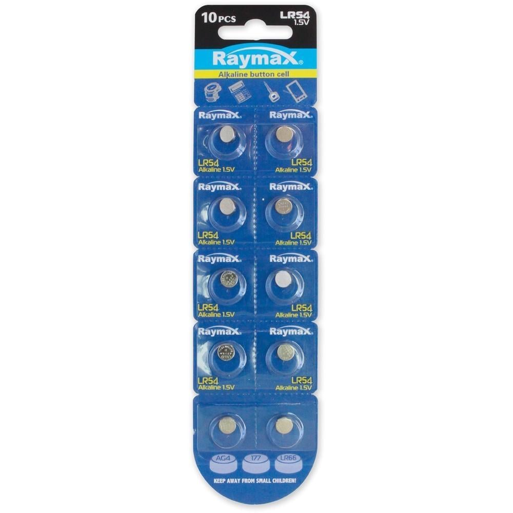 Batterie a bottone Alcalina LR54 LR1130 189 AG10 (set 10 pz) - Raymax Batteries IBT-KLR54