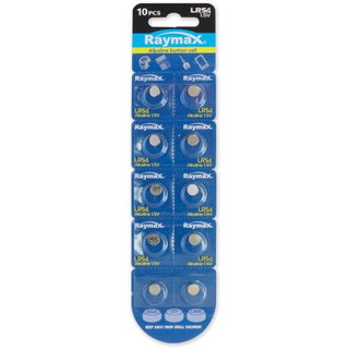 Alkaline button cell batteries LR54 LR1130 189 AG10 (set 10 pcs) - Raymax Batteries IBT-KLR54