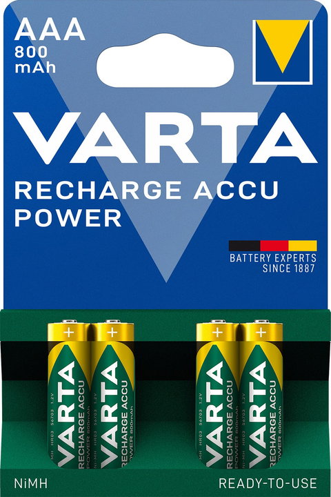 Blister 4 Rechargeable Mini Stilo AAA Batteries 800 mAh - Varta IBT-KVR-LR03-48