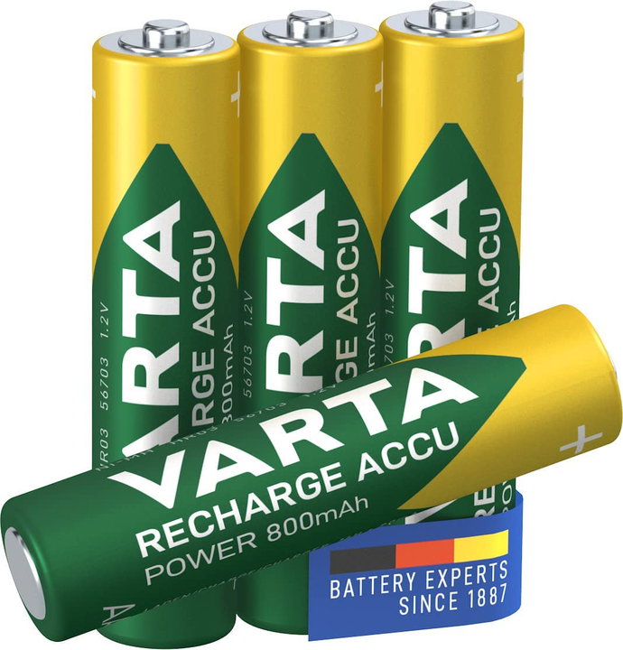 Blister 4 Rechargeable Mini Stilo AAA Batteries 800 mAh - Varta IBT-KVR-LR03-48