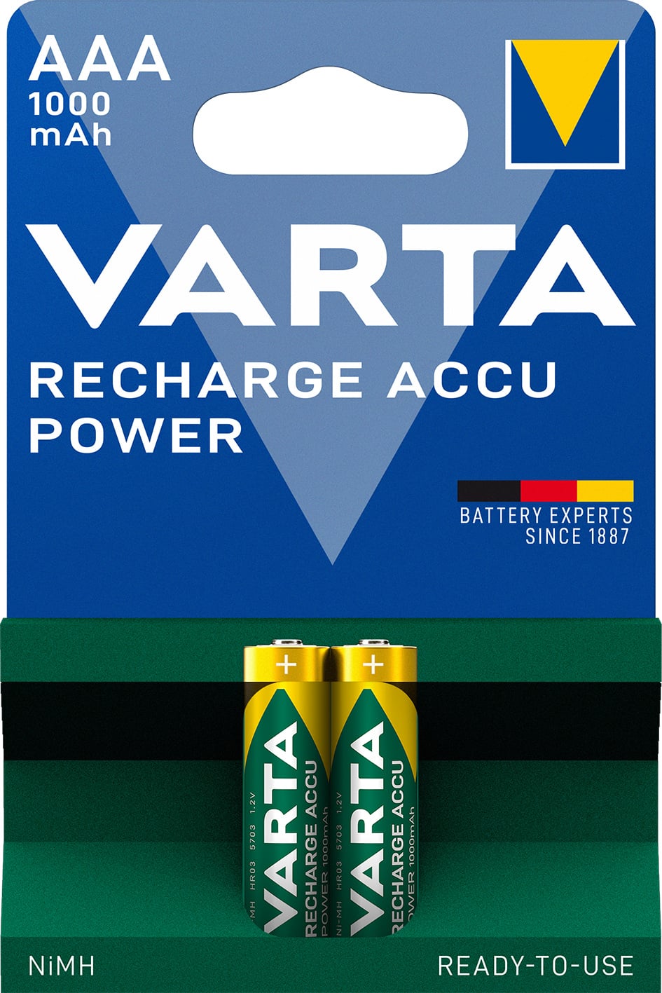 Blister 2 Batterie Ricaricabili Mini Stilo AAA 1000 mAh - Varta IBT-KVR-LR06-210