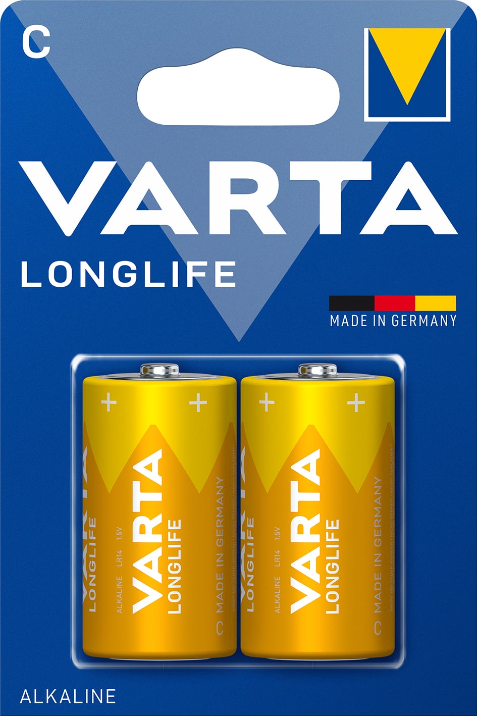 Blister 2 Batteries 1.5V Longlife Alkaline C Half Torch - Varta IBT-KVT-CL2