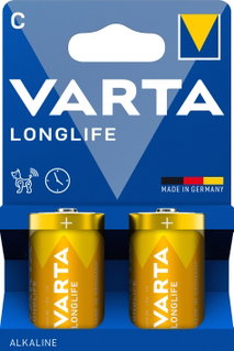 Blister 2 Batteries 1.5V Longlife Alkaline C Half Torch - Varta IBT-KVT-CL2P