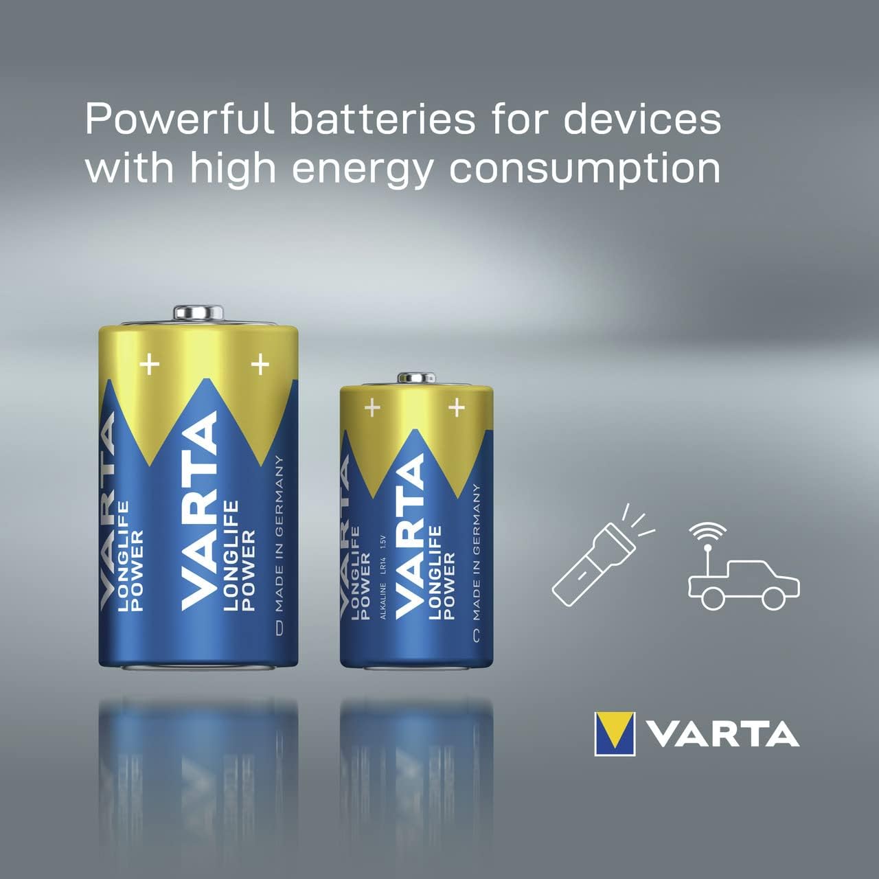 Blister 2 Batterie 1.5V Longlife Power Alcalina C Mezza Torcia - Varta IBT-KVT-CLLP2P