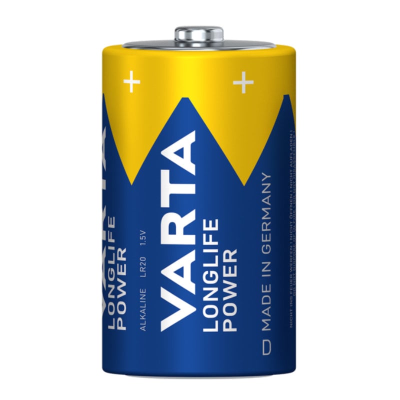 Blister 2 Batterie 1.5V Longlife Power Alcalina D Torcia - Varta IBT-KVT-DLLP2P