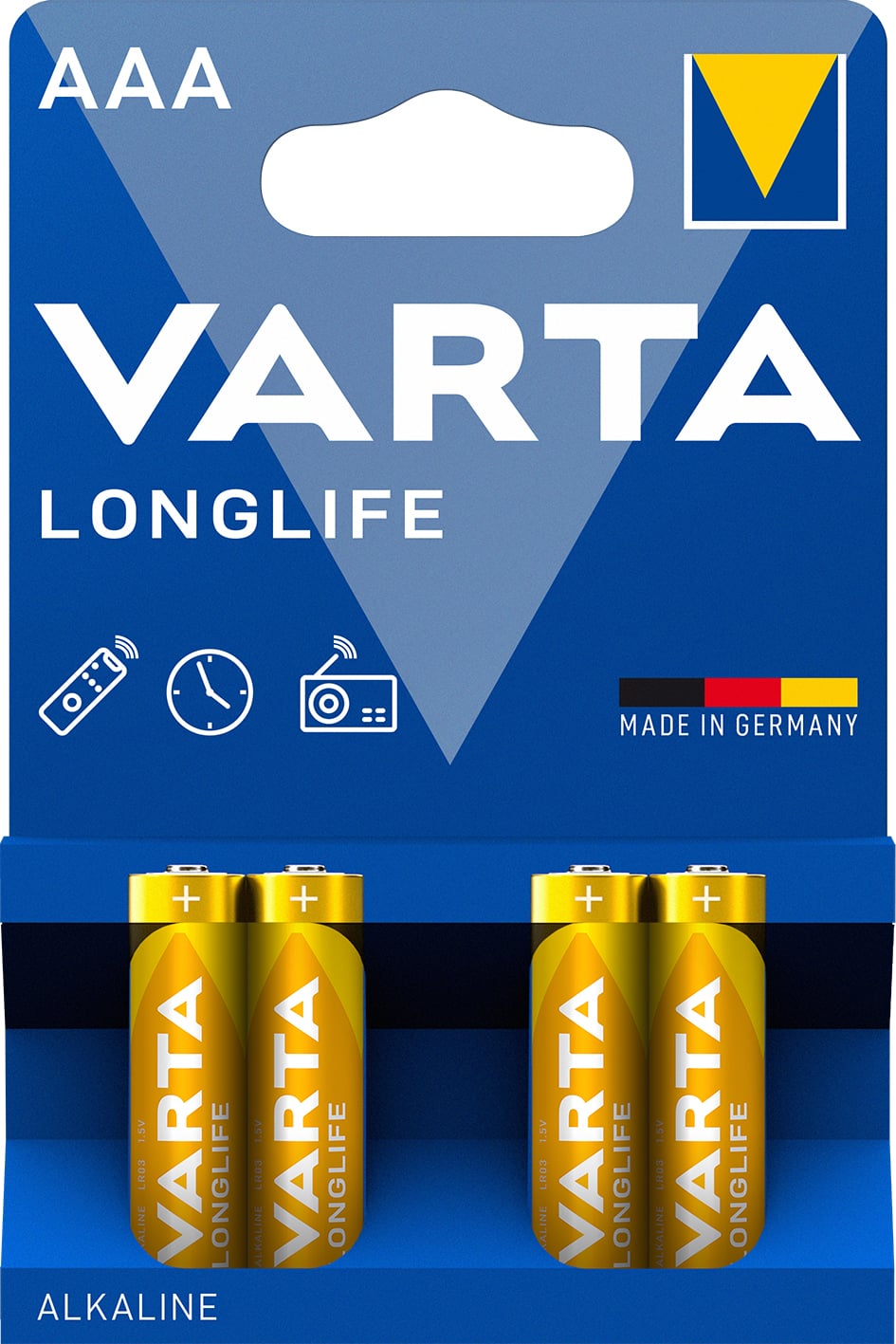 Blister 4 Batterie 1.5V Longlife Alcalina Ministilo AAA - Varta IBT-KVT-LR03L4